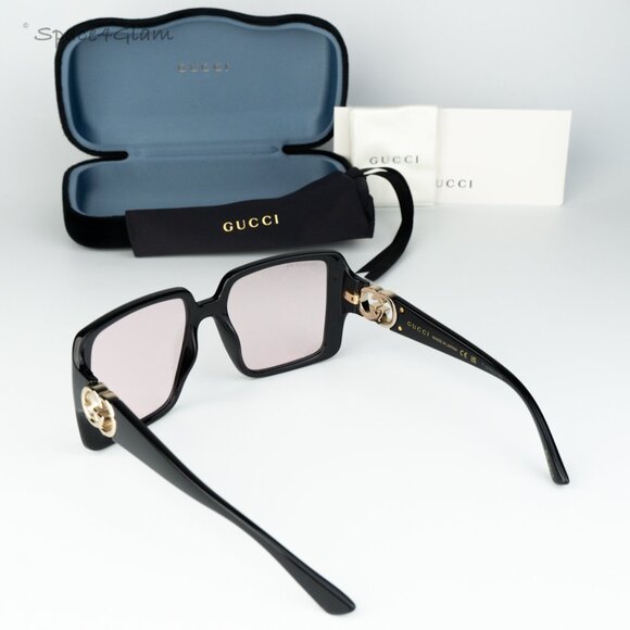 Gucci Women Sunglasses Black Pink Mirror Logo Square GG1692S 006 BRAND NEW main image 9